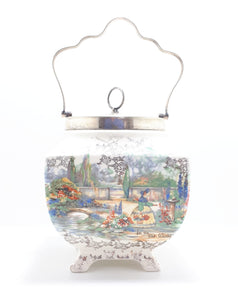 Lancaster & Sandland Ltd “In An Olde World Garden” Crinoline Lady Biscuit Barrel