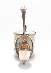 Lancaster & Sandland Ltd “In An Olde World Garden” Crinoline Lady Condiment/Jam Pot With Silver Plated Stand & Spoon