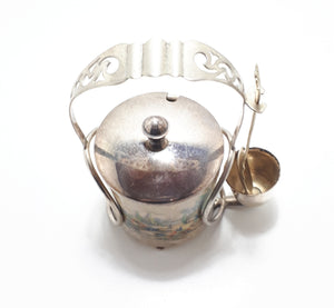 Lancaster & Sandland Ltd “In An Olde World Garden” Crinoline Lady Condiment/Jam Pot With Silver Plated Stand & Spoon