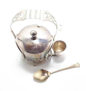 Lancaster & Sandland Ltd “In An Olde World Garden” Crinoline Lady Condiment/Jam Pot With Silver Plated Stand & Spoon