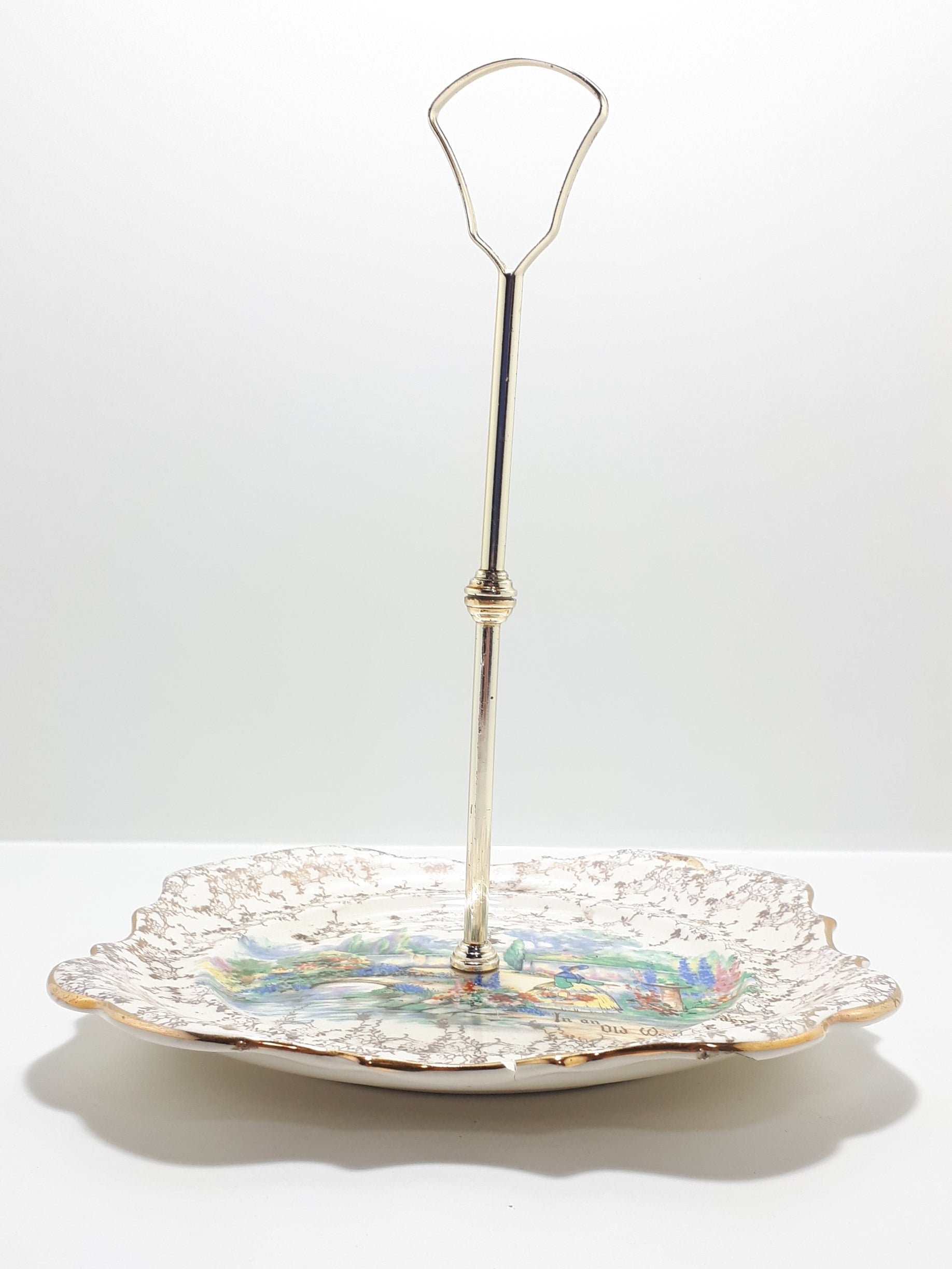 Lancaster & Sandland Ltd “In An Olde World Garden” Crinoline Lady Biscuit Plate With Carry Handle