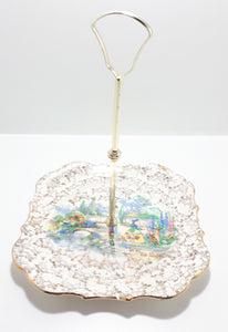 Lancaster & Sandland Ltd “In An Olde World Garden” Crinoline Lady Biscuit Plate With Carry Handle