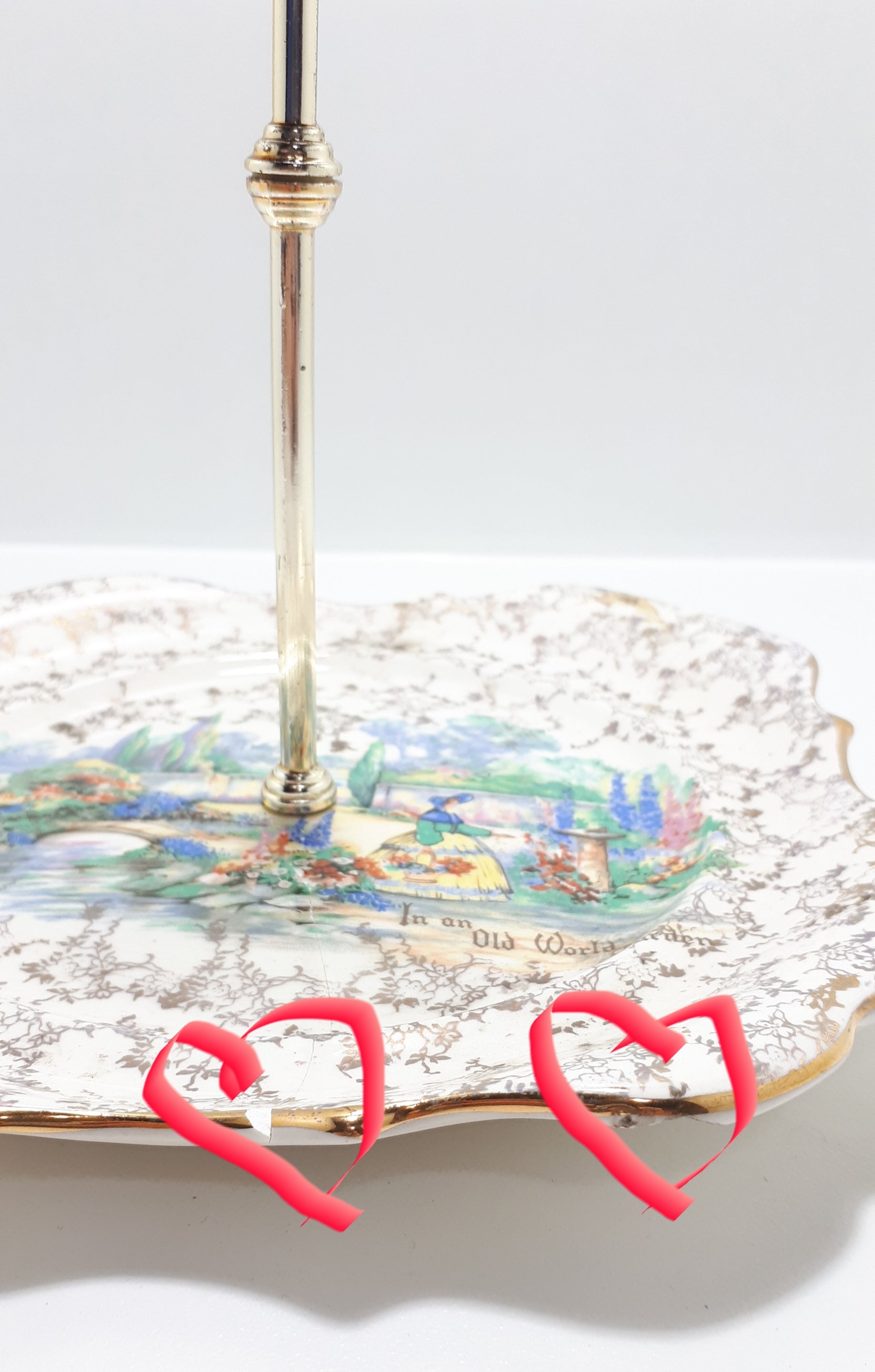 Lancaster & Sandland Ltd “In An Olde World Garden” Crinoline Lady Biscuit Plate With Carry Handle