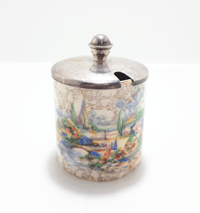 Lancaster & Sandland Ltd “In An Olde World Garden” Crinoline Lady Small Condiment/Jam Pot