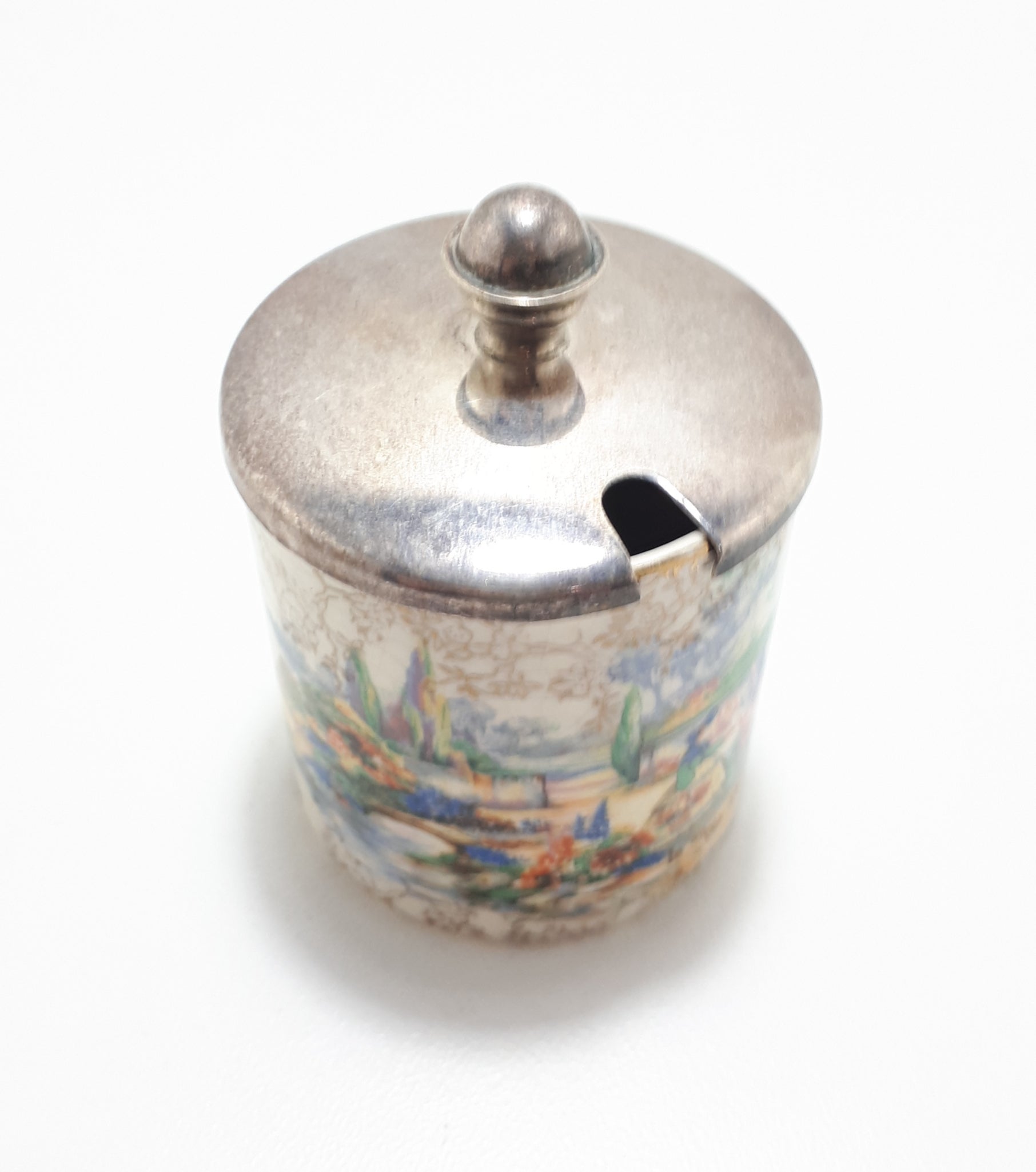 Lancaster & Sandland Ltd “In An Olde World Garden” Crinoline Lady Small Condiment/Jam Pot