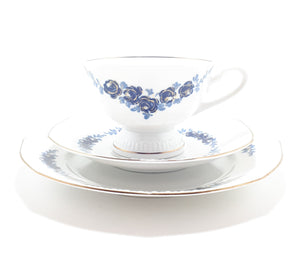 Blue & White (Echt Kobalt) Colditz Porcelain Tea Trio