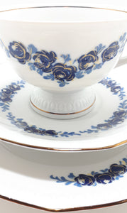 Blue & White (Echt Kobalt) Colditz Porcelain Tea Trio
