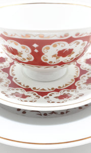 White, Red & Gold Colditz Porcelain Tea Trio