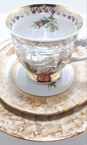 Pracownia Ceramiczna Lustre Ware Tea Trio – Soft Brown Marble Effect