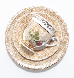Pracownia Ceramiczna Lustre Ware Tea Trio – Soft Brown Marble Effect