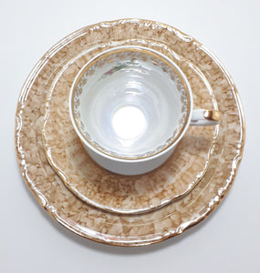 Pracownia Ceramiczna Lustre Ware Tea Trio – Soft Brown Marble Effect