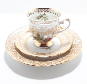 Pracownia Ceramiczna Lustre Ware Tea Trio – Soft Brown Marble Effect