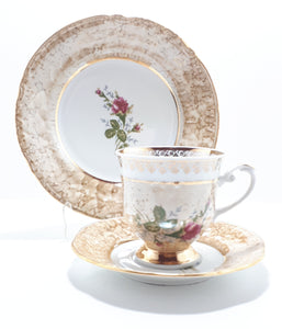 Pracownia Ceramiczna Lustre Ware Tea Trio – Soft Brown Marble Effect