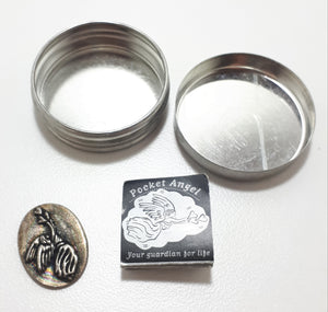 Pewter Pocket Angel In Tin - American