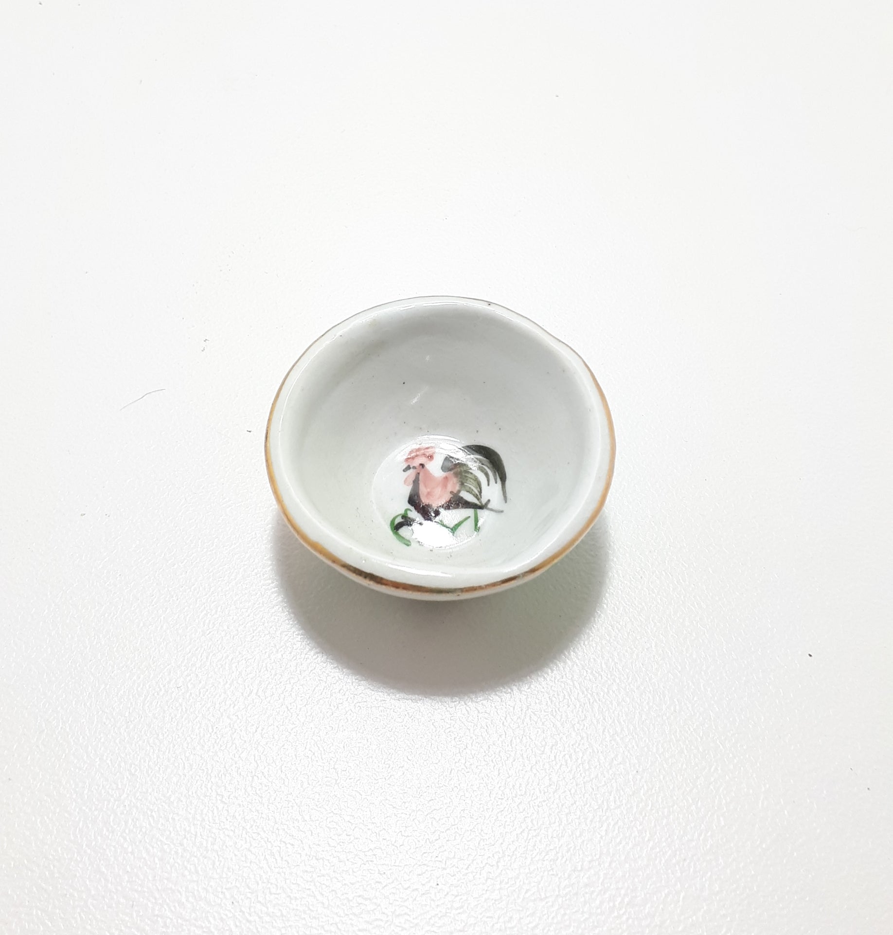 Very Tiny But Detailed Fine Porcelain Bowl With Gold Trim