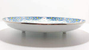 Contemporary Decorated Enamel Fruit Plate On 3 Feet