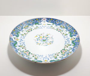 Contemporary Decorated Enamel Fruit Plate On 3 Feet
