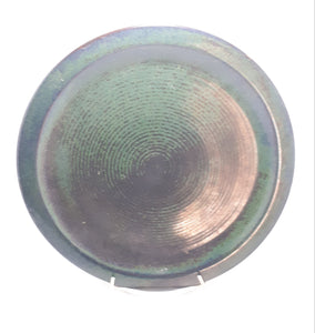 Large Vintage Liebowitz Studio Pottery Ceramic Platter In Deep Hunter’s Green Glaze & Spiral Patterning