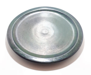Large Vintage Liebowitz Studio Pottery Ceramic Platter In Deep Hunter’s Green Glaze & Spiral Patterning