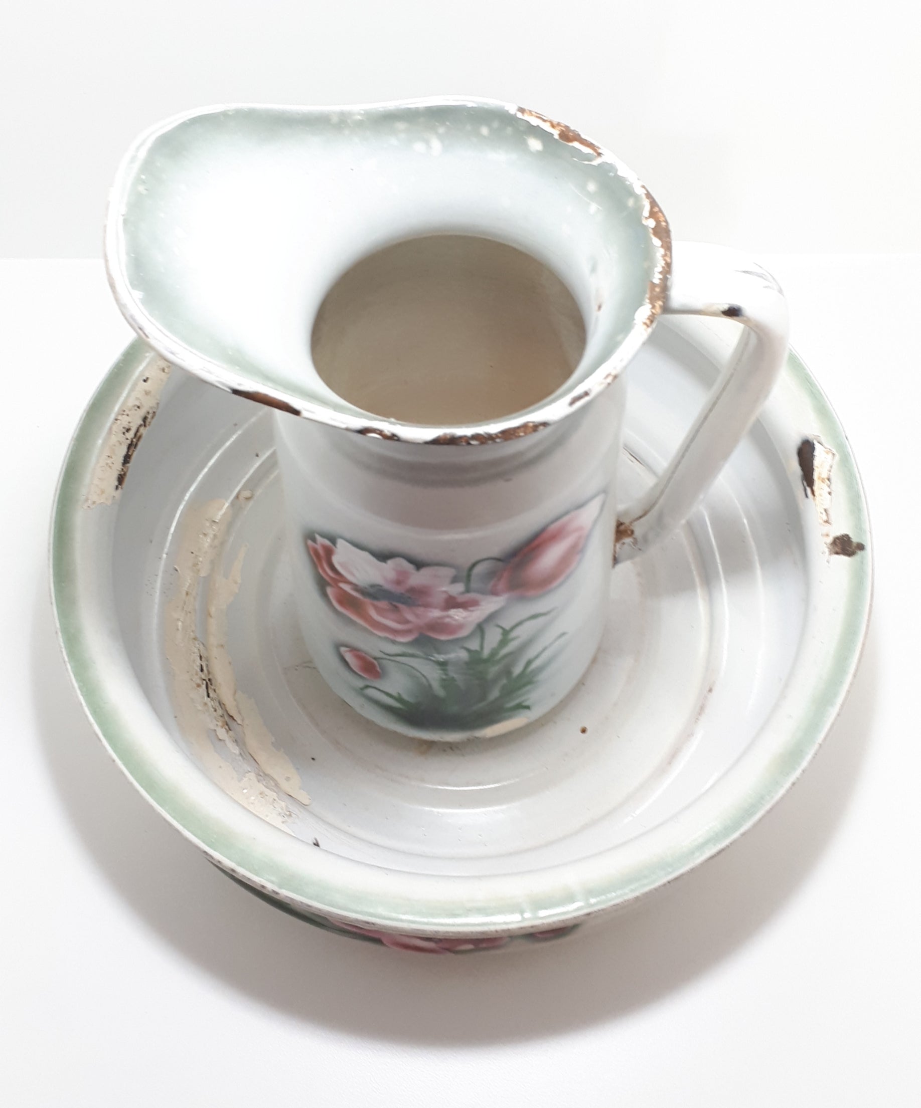 Vintage Enamel Basin & Pitcher