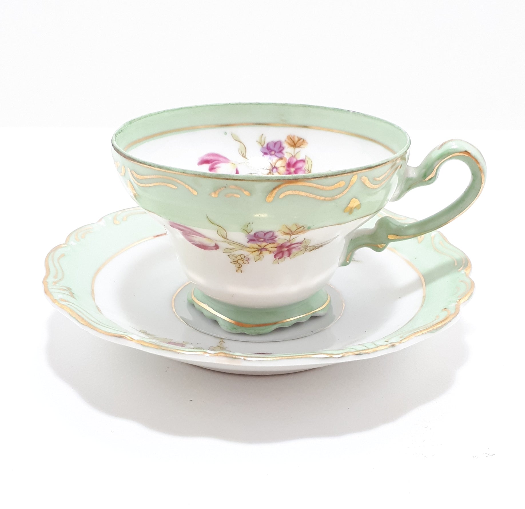 Antique (Pre 1921) Japanese Cherry China Fine Porcelain Demitasse Duo - Rare
