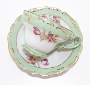 Antique (Pre 1921) Japanese Cherry China Fine Porcelain Demitasse Duo - Rare
