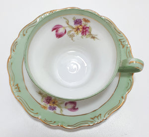 Antique (Pre 1921) Japanese Cherry China Fine Porcelain Demitasse Duo - Rare