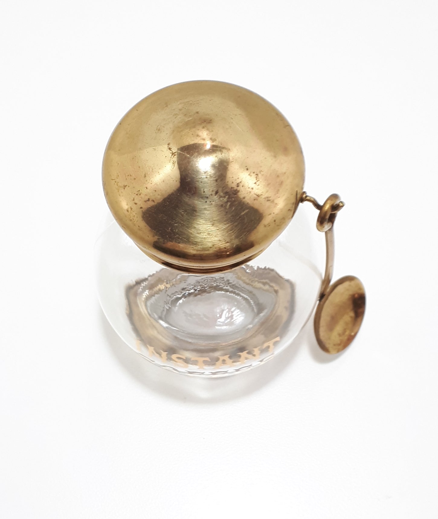 Glass Instant Coffee Jar On Pedestal Base With Screw On / Off Lid & Spoon