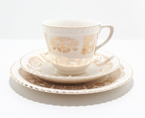Antique 1913-1920’s Johnson Bros Porcelain Tea Trio – JB10 & JB13 Gold Pattern