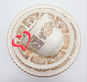 Antique 1913-1920’s Johnson Bros Porcelain Tea Trio – JB10 & JB13 Gold Pattern