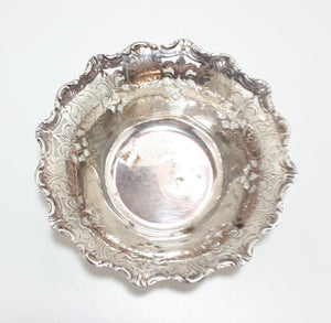 Small Silver Plated Etched & Pierced Pattern Vintage Bowl