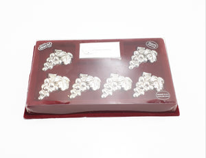 Vintage Complete Boxed Set Of 6 Silver Plated Place Card Holders – Grape Design
