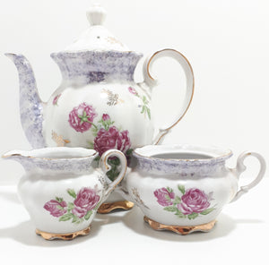Japanese Lustre Ware Coffee Pot, Creamer & Double Handled Sugar Bowl