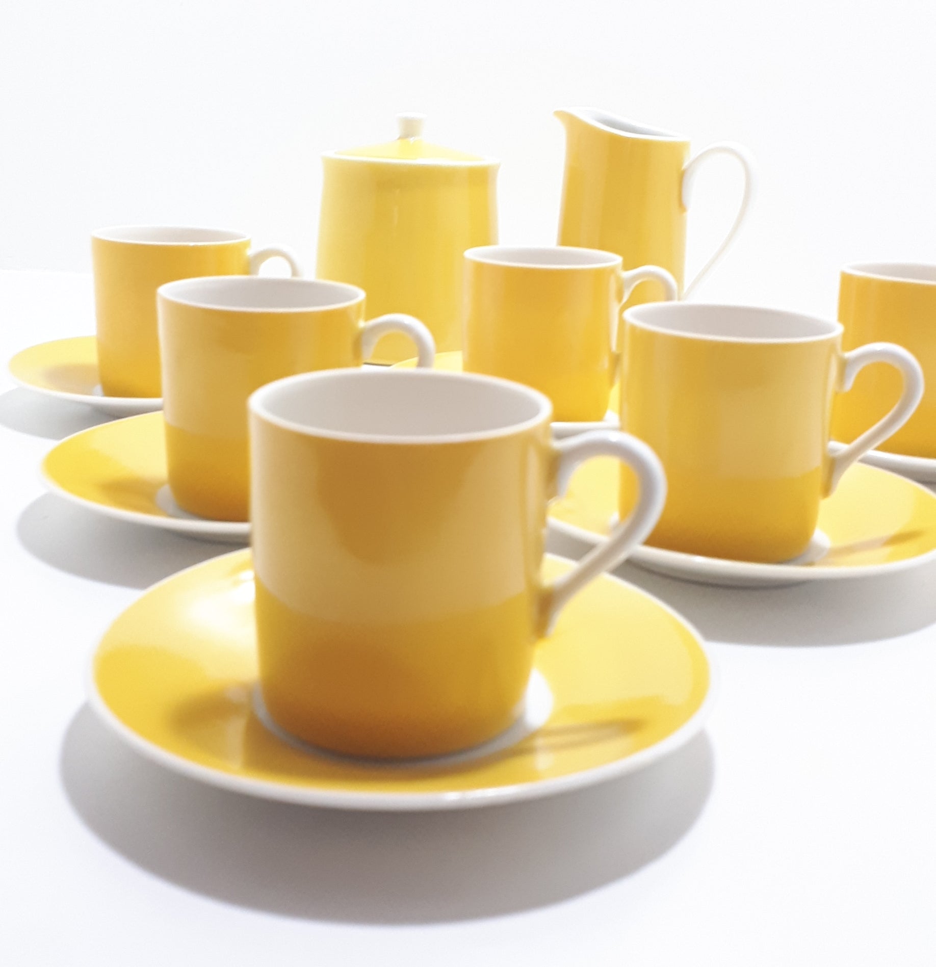 Good Morning Sunshine! Bright Yellow Fine Porcelain Coffee / Espresso Set