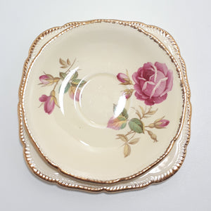 Royal Swan Cream Coloured With Rose Detail Saucer & Tea Plate