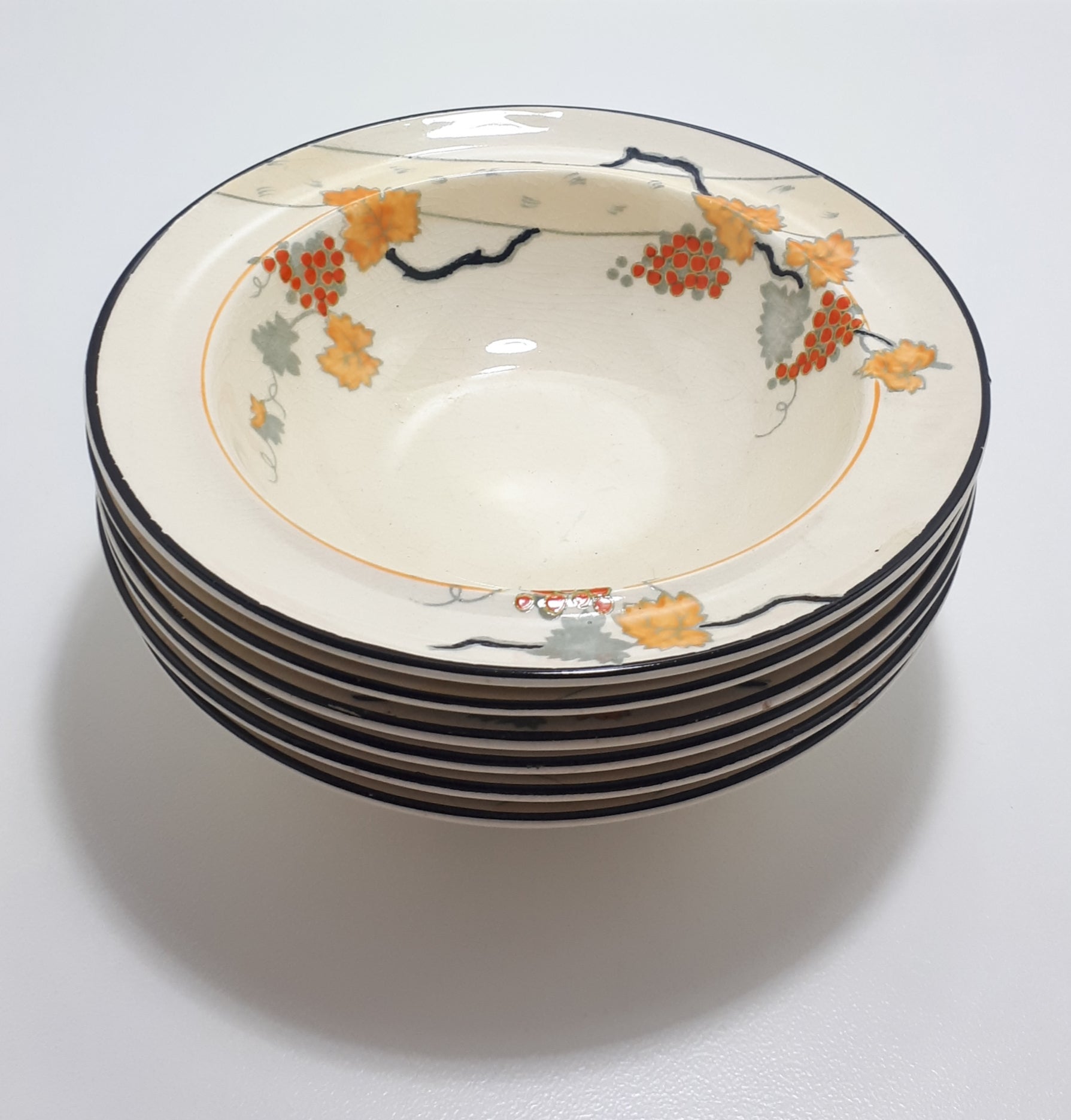 1930’s Art Deco Set Of 6 Burleigh Ware Dessert Bowls – Seville Pattern