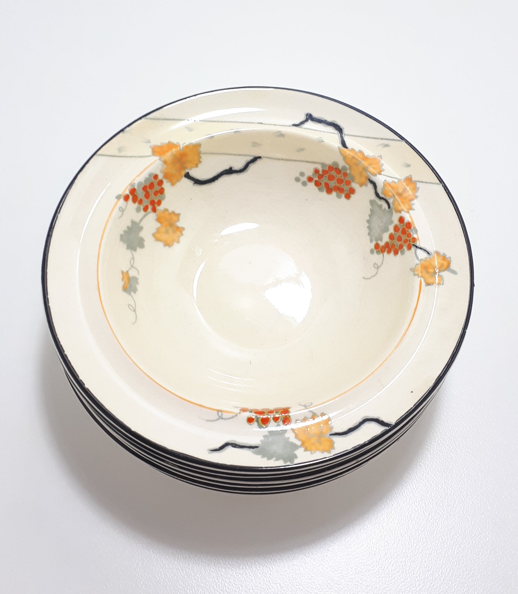 1930’s Art Deco Set Of 6 Burleigh Ware Dessert Bowls – Seville Pattern