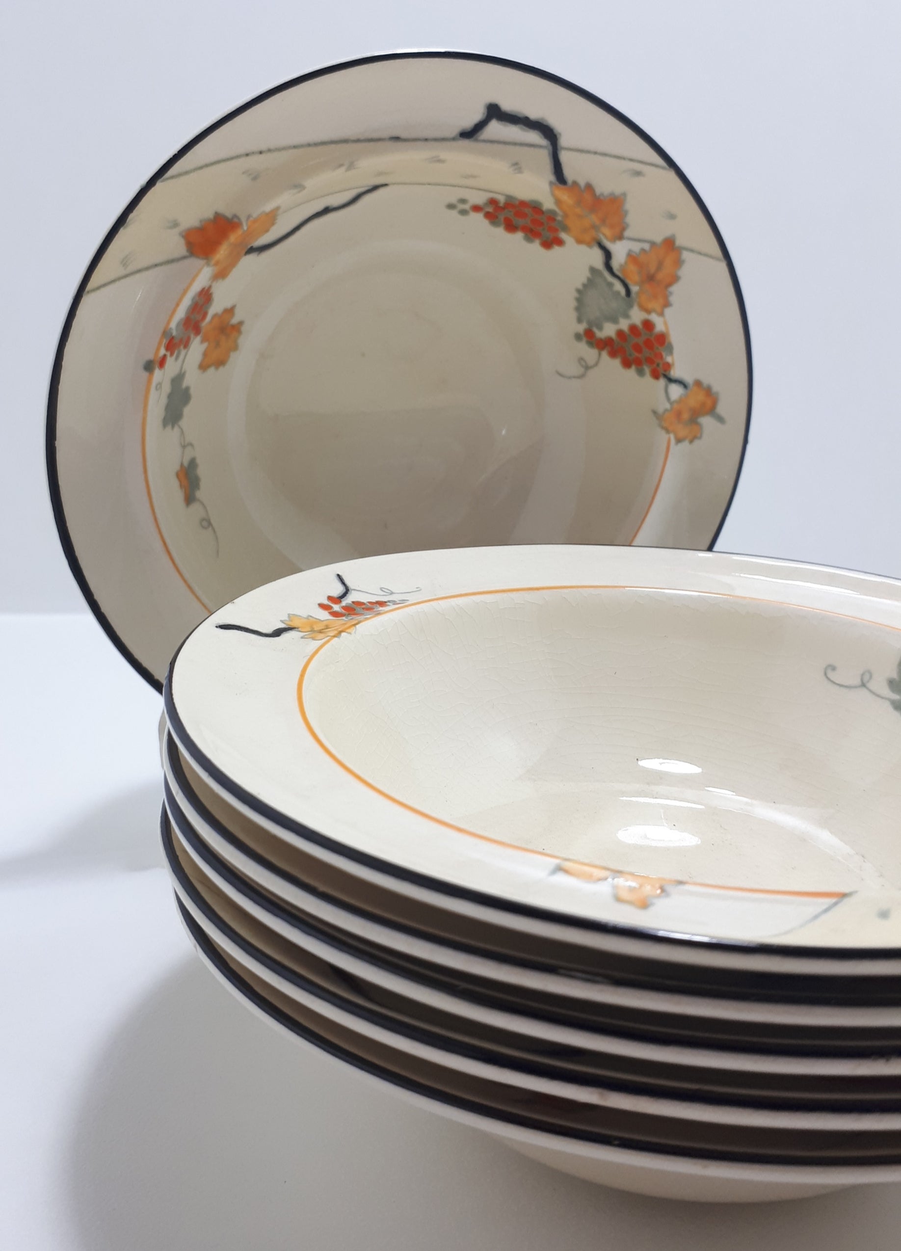 1930’s Art Deco Set Of 6 Burleigh Ware Dessert Bowls – Seville Pattern