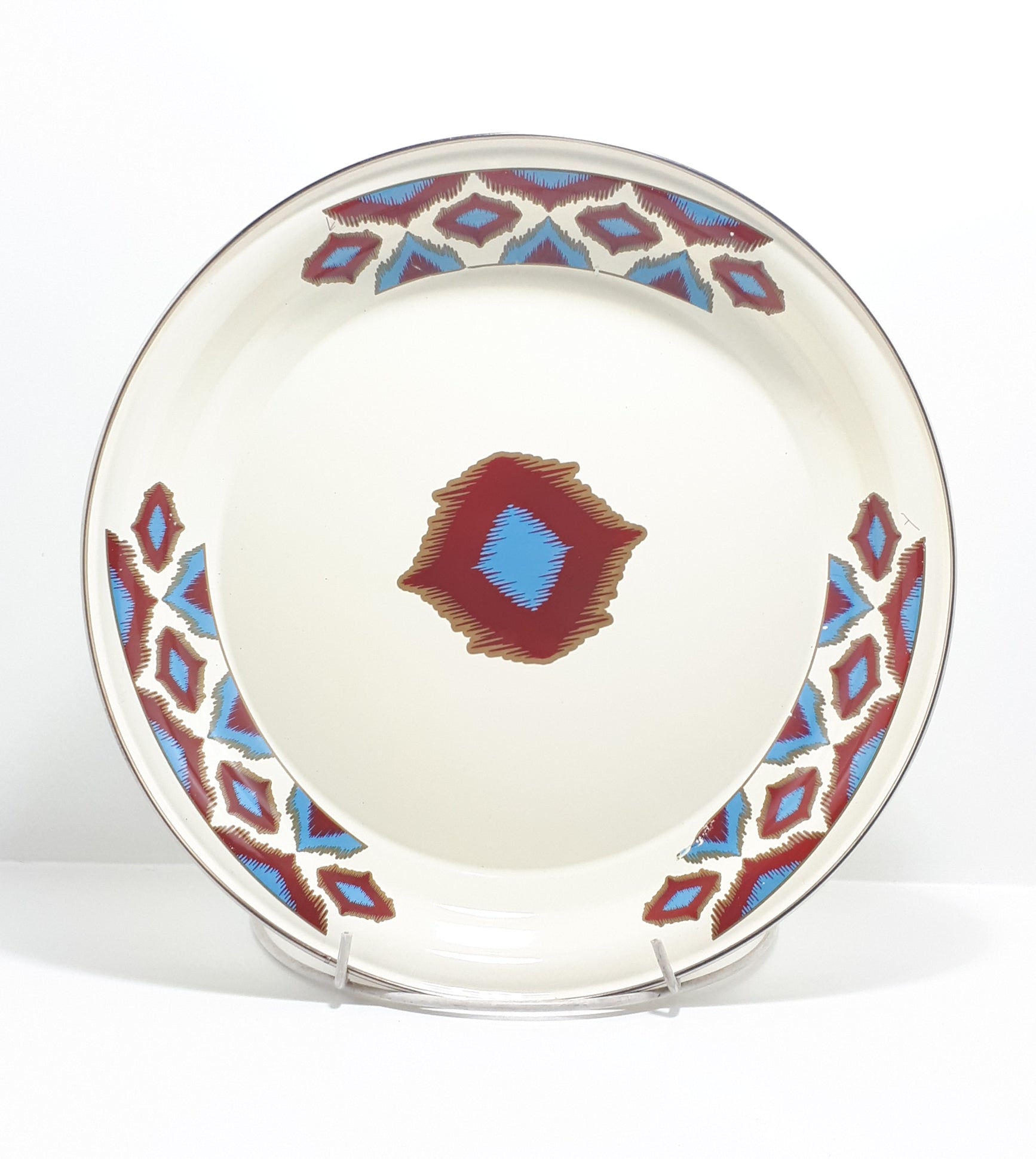 Large Decorated Enamel Fruit Plate – 34 cm