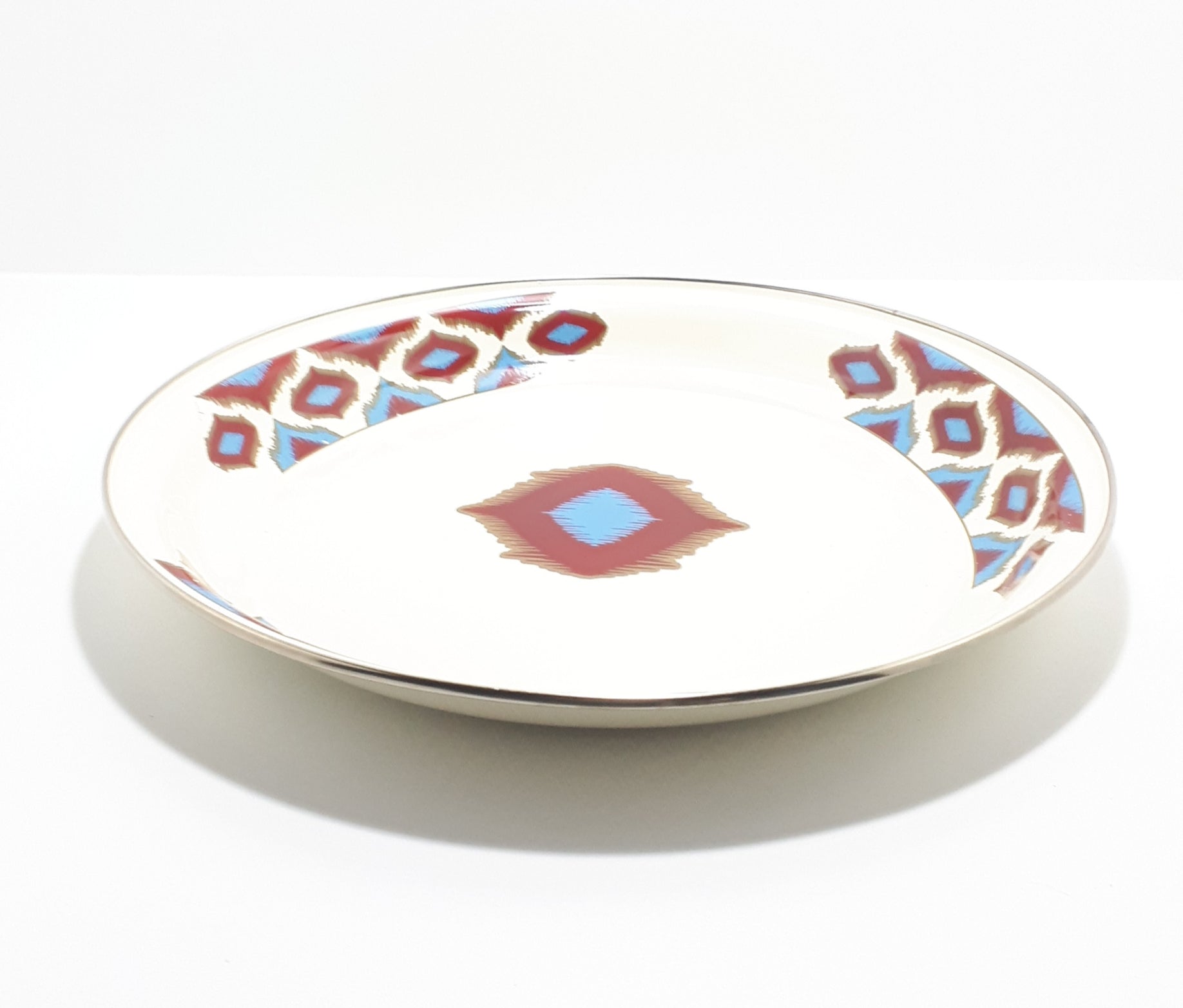 Large Decorated Enamel Fruit Plate – 34 cm