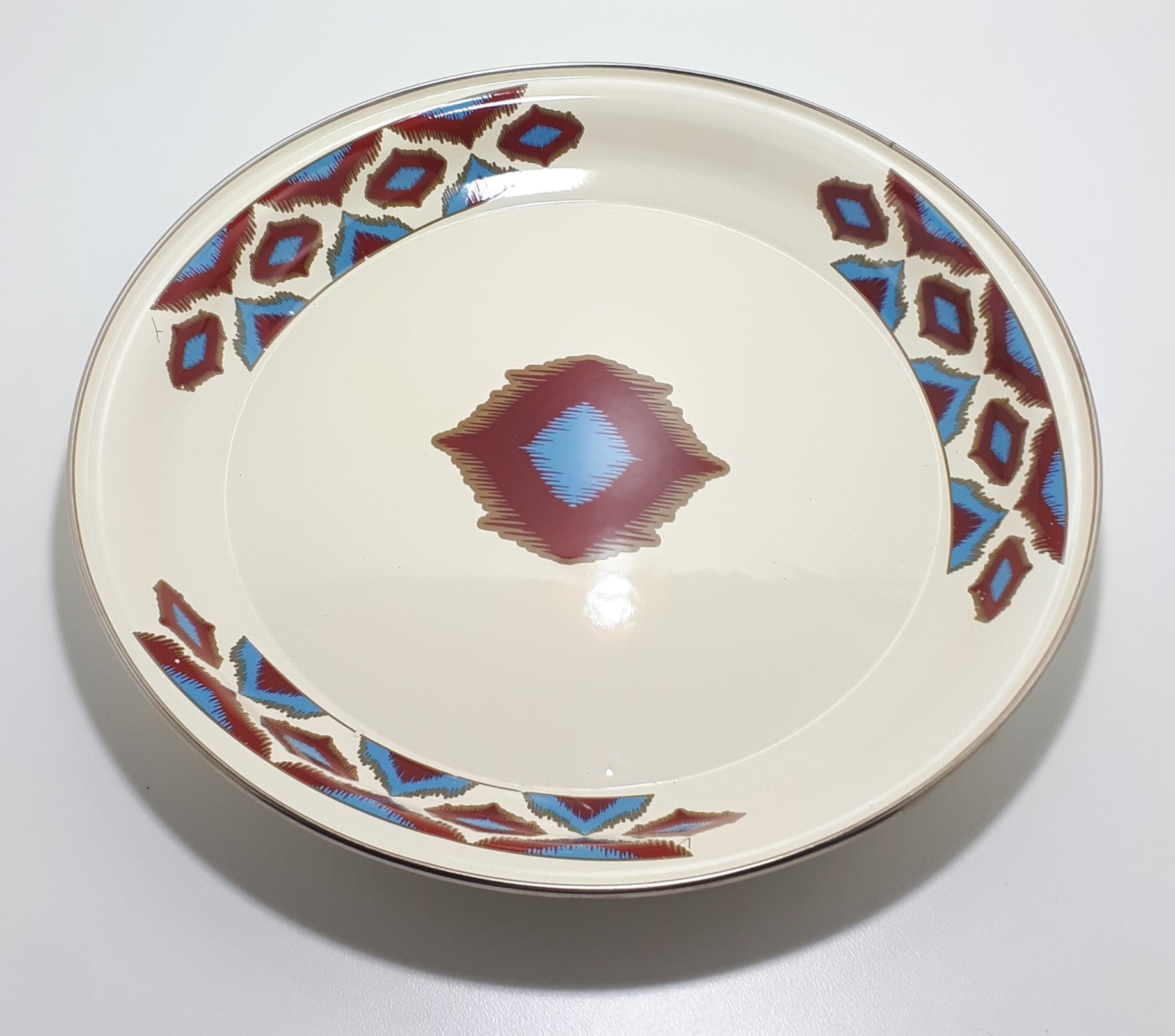 Large Decorated Enamel Fruit Plate – 34 cm