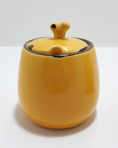 Golden Yellow Ceramic Lidded Sugar Bowl & Creamer – Enameled Look