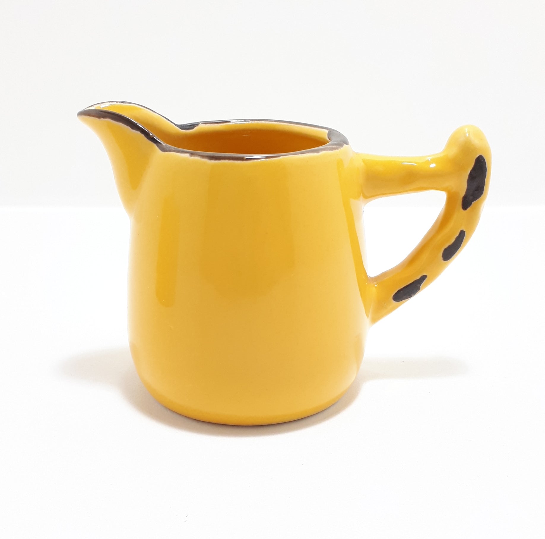 Golden Yellow Ceramic Lidded Sugar Bowl & Creamer – Enameled Look