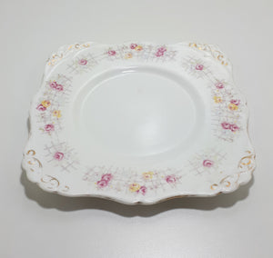 1940’s Tuscan Fine Bone China Biscuit Plate - Roses On Trellis C7903G