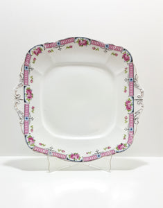Paragon Fine Bone China Rare Antique (1920’s) Biscuit Plate With Pink Banded Floral Rim