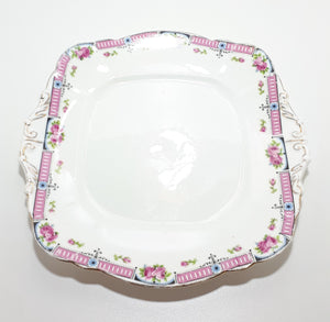 Paragon Fine Bone China Rare Antique (1920’s) Biscuit Plate With Pink Banded Floral Rim