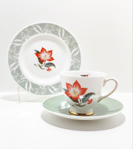 Tuscan Fine English Bone China Tea Trio - Poinsettia