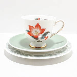Tuscan Fine English Bone China Tea Trio - Poinsettia