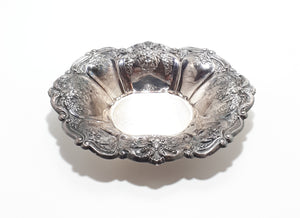 Embossed Oval Shaped Silver Plated Bowl – Flared & Scalloped Rim