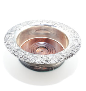 Solid & Heavy Silver Plated Embossed Bottle Coaster – Wood liner & Felt Base